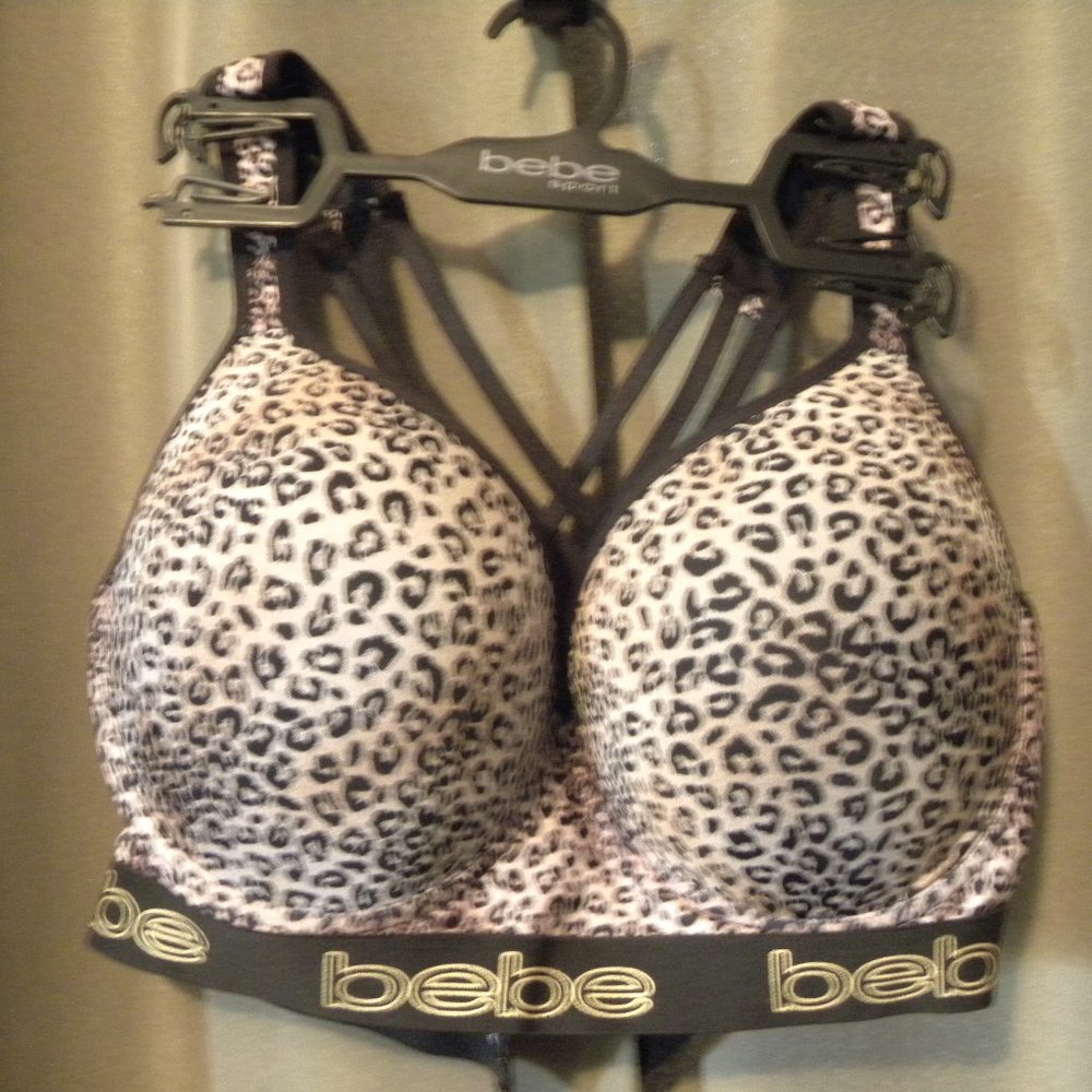 NWOT BEBE SPORT Size 3X ANIMAL PRINT STRAPY BACK & SEXY PUSH-UP BRA  EP1722Y